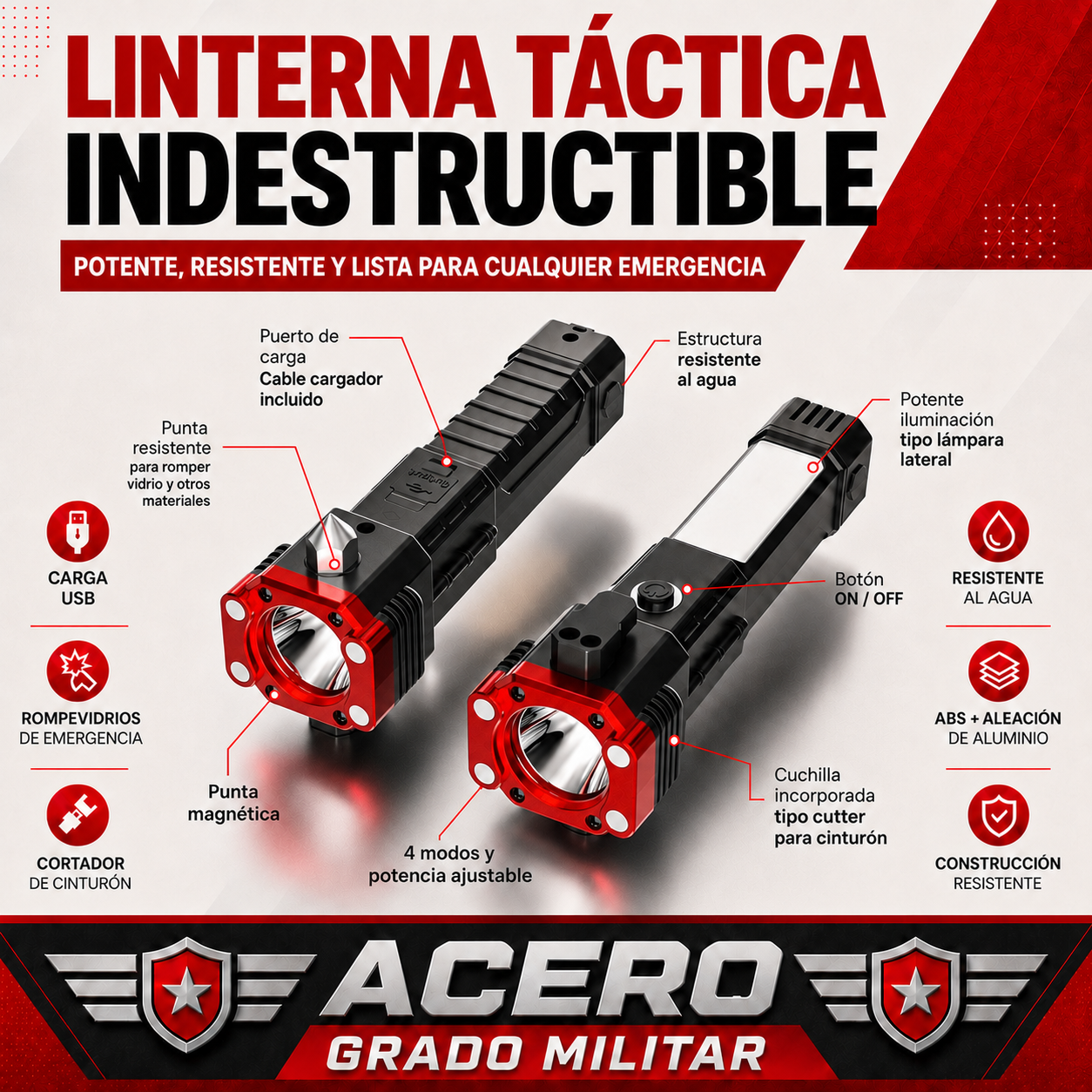 Linterna LED Multifuncional (Compra 1 y llévate 2)